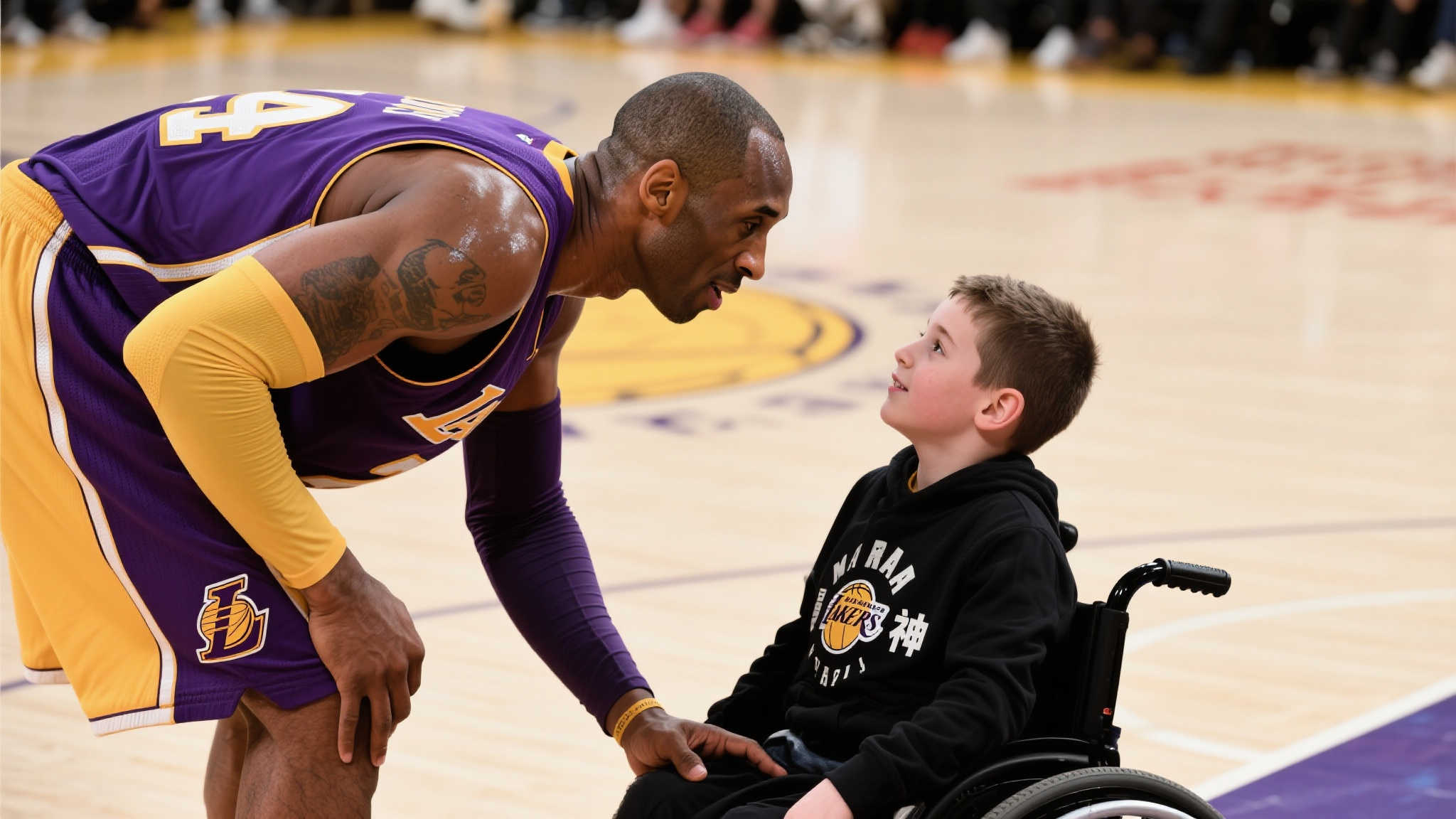 曼巴精神见真情:科比暖心鼓励轮椅男孩引众人共鸣 曼巴精神见真情:科比暖心鼓励轮椅男孩引众人共鸣