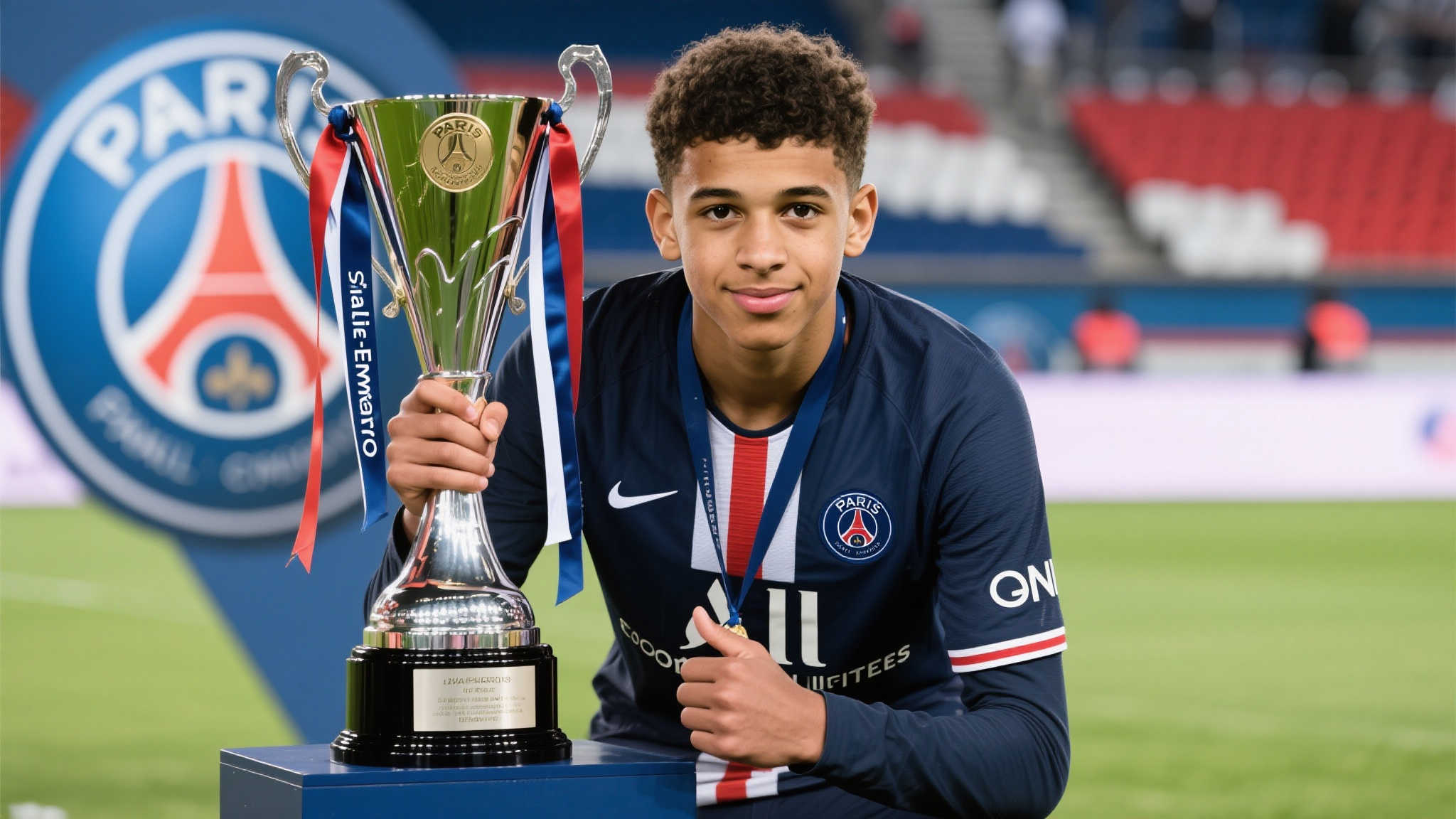 扎伊尔-埃梅里晒奖杯合影：满怀自豪，共盼未来